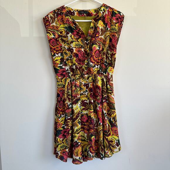 THML Dresses & Skirts - THML Womens Floral Print Button Front V-Neck Short Sleeve Flowy Dress Size M
